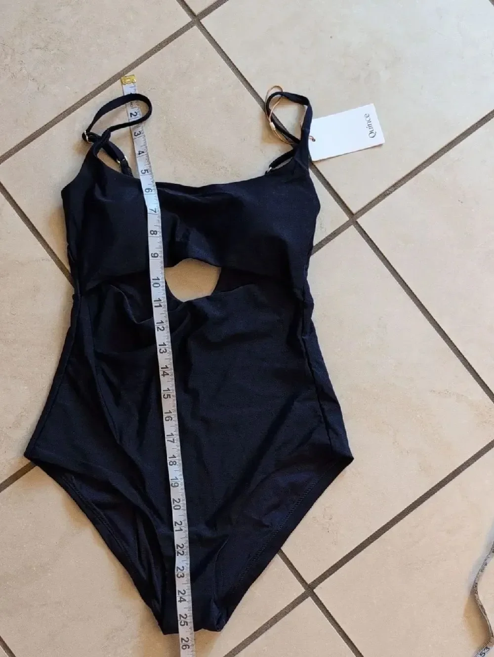 NWT Quince Italian Cutout One-Piece Swimsuit Deep Navy Blue Size M